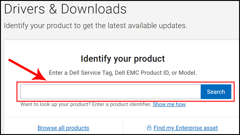 X&aacute;c định d&ograve;ng m&aacute;y bằng c&aacute;ch nhập Service Tag, Express Service Code hoặc serial m&aacute;y t&iacute;nh
